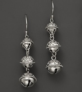 Inspired by Zen philosophy, these earrings from Paul Morelli feature intricately detailed sterling silver meditation bells.