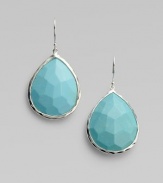 Exuberant turquoise, faceted into graceful teardrops are delicately set in sterling silver. Turquoise Sterling silver Drop, about 2 Ear wire Imported