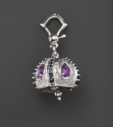 Inspired by Zen philosophy, this polished sterling silver Raja meditation bell from Paul Morelli is set with amethyst and black spinel.