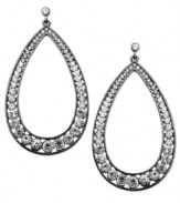 A look of timeless sophistication. These oval earrings from Bar III features crystal stones in a filigree setting. Crafted in hematite tone mixed metal. Approximate drop: 3-1/2 inches.