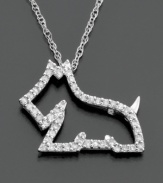 A pretty pooch pendant makes the perfect diamond necklace for a dog lover! Round-cut diamonds (1/8 ct. t.w.) sparkle on 14k white gold. Drop measures 1/2 inch; chain measures 16 inches.