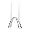 Gracefully arched stainless steel candle holder, use alone or combine with the larger size for a 4-arm centerpiece.