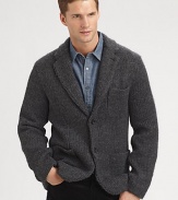 Better suited for after hours, this chunky wool-blend knit will provide endless luxury and warmth each chilly evening, weekend and beyond.Button-frontChest, waist patch pocketsRear vent60% acrylic/30% wool/10% viscoseDry cleanImported