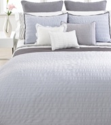 Vera Wang's Dusk flat sheet features smooth, 400-thread count cotton percale with a pearl stitched diamond pattern along the hem for a touch of elegance.