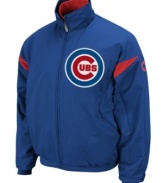 Don't be a fair-weather fan. Keep cheering through the entire game in this comfortable Chicago Cubs jacket featuring Therma Base technology from Majestic.