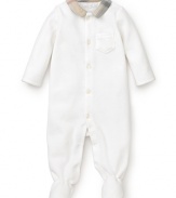 A pajama onesie from Burberry, crafted in the softest cotton velour to ensure comfortable little ones.