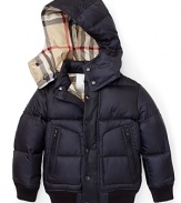 This classic down coat keeps little ones both warm and stylish. From Burberry.