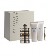 Burberry Brit for Women epitomizes modern day British style. Classic, fresh and feminine, it is a timeless scent with a spirited attitude. Experience Burberry Brit for Women with this Gift Set that includes a 3.3 oz. Eau de Parfum Spray, 3.3 oz. Energizing Body Lotion, 3.3 oz. Refreshing Shower Gel and 0.25 oz. travel-size Purse Spray in a gift-ready box. 