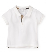 Sophisticated little gents will look ever-so-charming in the iconic Burberry Palmer polo.