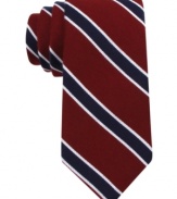 Stripes on this Tommy Hilfiger tie keep any style feeling modern.