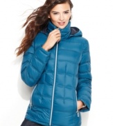 MICHAEL Michael Kors' lightweight (yet totally warm) puffer jacket can be worn alone or as a layering piece with longer coat. The matching pack-sack is perfect for an on-the-go lifestyle.