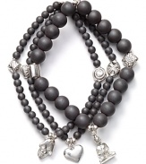 Layers of hematite beads and silver charms on Good Charma's bracelets are in perfect step with this season's global influences. Make this set your exotic embellishment of choice.