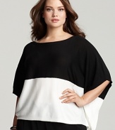 DKNYC Plus Size Asymmetric Color Block Sweater