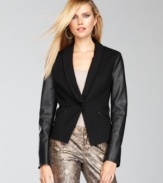 Mixed materials make for a cuter blazer. INC's faux-leather sleeves give an edgier feel to a classic tailored topper.