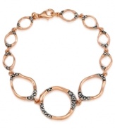 Add some glitter and glam to your look. Genevieve & Grace's pretty hammered circle link bracelet features sparkling marcasite in 18k rose gold over sterling silver. Approximate length: 7 inches.