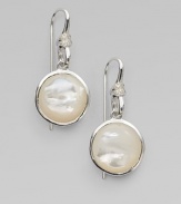 From the Scultura Collection. Creamy cabochons of whisper soft peach moonstone are set in polished sterling silver and accented with shimmering diamonds.MoonstoneDiamonds, 0.09 tcwSterling silverLength, about 1¼Ear wireImported