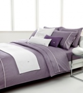 Casual elegance reigns in the Lyra duvet cover from Lacoste, featuring a tonal cross-hatch print in light shades of purple for an utterly serene appeal. Embellished with a decorative pleated detail.