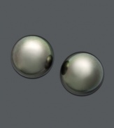 Earrings as exotic as their origin. Tahitian pearl studs (10-11 mm) set in 14k white gold are an absolute must-have. Approximate diameter: 1/2 inch.