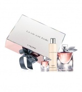 For the Holiday, discover Lancome's newest fragrance collection. La Vie Est Belle entwines the elegance of iris with the strength of Patchouli and the sweetness of a gourmand blend; for an incredible scent with depth and complexity. The fragrance that makes life more beautiful. Gift set contains: La Vie Est Belle 2.5 oz. Fragrance Spray, La Vie Est Belle 6.7 oz. Body Lotion and La Vie Est Belle 0.17 oz. Mini. 