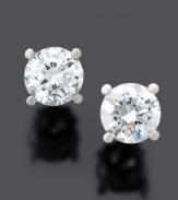 Cultivate a perfect look with Gemex Certified colorless round-cut diamond (1 ct. t.w.) earrings set in platinum.