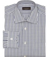 Canali White Grnd, Royal Blue/Grey Check Dress Shirt - Slim Fit