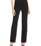 Get the look of a structured pant with the ease and comfort of pull-on style with these chic ponte-knit trousers from Calvin Klein.