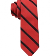 Bold stripes, bright colors, big ideas. Angle your way up to success with this Calvin Klein skinny tie.