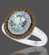 This richly elegant ring from Le Vian is highlighted with a stunning oval-cut aquamarine (1-2/5 ct. t.w.) trimmed with round-cut diamond accents and chocolate diamonds (1/2 ct. t.w.) in 14k white gold. Size 7.