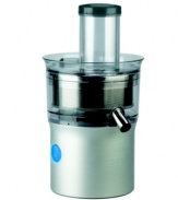 Relish in 1 quart of fresh juice in 1 minute with this high-powered extractor, featuring a large feed tube that makes cutting and slicing of whole fruits unnecessary! Centrifugal juicing separates pulp out into the patented collecting system for easy removal and cleanup. 1-year warranty. Model DJE950.