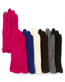 This winter, try these ladylike gloves with ruched wrists and tech-sensitive fingertips for stylish and cozy texting.