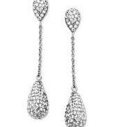 Elegant and chic. Kaleidoscope's shimmering drop earrings sparkle in round-cut clear crystals with Swarovski Elements. Set in sterling silver. Approximate drop: 2 inches.