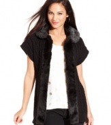 Give your winter wardrobe a luxe feel with this faux-fur trimmed petite cardigan from Style&co.!