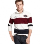 Basic blocking adds extra appeal to this athletically-styled rugby shirt from Izod.