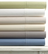 Dream in comfort. Martha Stewart Collection offers luxe 300-thread count cotton sateen sheeting for your bed, featuring a decidedly soft hand and stylish embroidery along the hem for a touch of elegance. An array of colors coordinate with all Martha Stewart Collection bedding and quilts. Also features a wrinkle resistant finish.