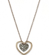 A romantic accent. This chic cut-out heart pendant is covered with round-cut diamonds (1/10 ct. t.w.) and crafted in 14k rose gold. Approximate length: 18 inches. Approximate drop: 1/3 inch.