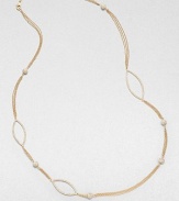 An elegantly delicate style with stone accented stations on multi-row link chains. Glass stonesGoldtoneLength, about 38Lobster clasp closureImported 