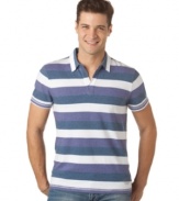 With a crisp, nautical-inspired stripe, this Calvin Klein polo shirt is a warm-weather must-have.