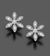 Good taste is always in season. Pair any look with these delicate flower-shaped studs for extra shine. Crafted in 14k white gold with sparkling diamond accents.