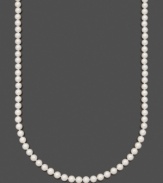 Perfection in pearls. This elegant necklace by Belle de Mer features A+ Akoya cultured pearls (6-1/2-7 mm) set in 14k gold. Approximate length: 22 inches.