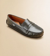 A mini version of the grown up penny loafer in a sleek design.Slip-onLeather upperPig skin liningRubber solePadded insoleImported