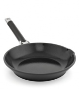 Give it a fry-this cast aluminum essential steps up to every task you toss its way with a heavy-duty nonstick ceramic coating that releases food fast and guarantees an eco-friendly PFOA- and PTFE-free approach to the art of cuisine. This fry pan features a mess-free pour spout that cuts down on splatter. 3-year warranty.