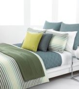 Sleep under a canopy of color. A spectrum of green tonal stripes offers a soothing appeal with a hint of preppy polish in Lacoste's Canopy duvet cover set. Featuring brushed cotton twill. Hidden button closure; reverses to self.