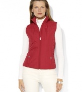 Lauren Ralph Lauren's lightweight vest in quilted microfiber is an essential layering piece, finished with L-RL-engraved metal snaps at the pockets for sporty appeal.