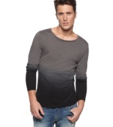 Don't let cool style fade. This long-sleeved knit shirt from INC has a slouchy fit perfect for your rugged and rumpled look.