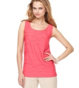 Pep up your wardrobe with this vibrant J Jones New York tank top! Pair it with the matching cardigan to make a chic twinset.