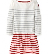 Contrasting stripes add an adorable quirky-cool accent to this cotton dress from Juicy.