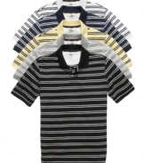 In a crisp, sporty stripe, this polo shirt from Club Room is a classic that will never go out of style.