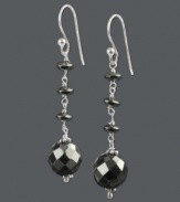 Disco-esque and totally dramatic. These glittering drop earrings feature faceted hematite beads (20-1/2 ct. t.w.) set in sterling silver. Approximate drop: 2 inches.