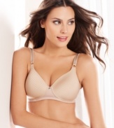 Great full-coverage support with a hint of shimmer. The cups on Warner's Secret Makeover wireless bra not only have a shimmery striped pattern, but they're higher at the center and set in a bit more that normal for extra shaping and support. The innovative side support and lift system ensures that everything stays up and in. Style# 1281P