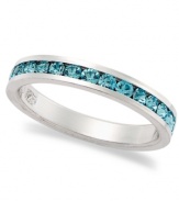 Traditions beautiful stacking ring is perfect when paired with other slim rings, but makes a pretty sparkling statement all its own. Crafted in sterling silver, a thin band features round-cut blue crystals with Swarovski elements. Size 5-10.